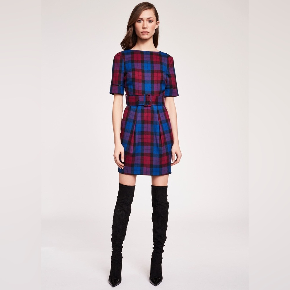 🔥🔥🔥NEW Gaudi Plaid Checked Belted Dress